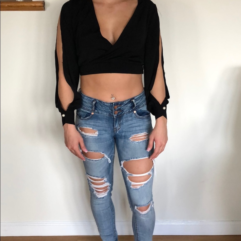 Black crop top from fashion nova size XS
